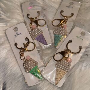 Mint Ice Cream Cone Keychains - Gold, Green, Purple, Turquoise